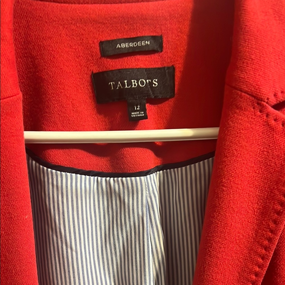 Talbots Red Blazer Striking Wool Blend Suit Jacket